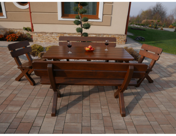 Gartenmöbel Set EXCLUSIVE 2 Sitzgruppen Gartenset Garnitur 1x Tisch 2x Bank 2x Stuhl Wetterfest