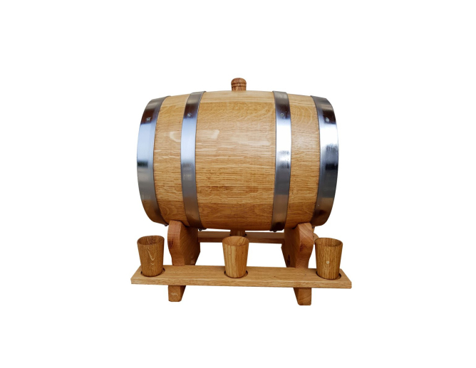 Eichenfass 3 Liter + 6 Holz Becher... Eichenfass 3 Liter + 6 Holz Becher...